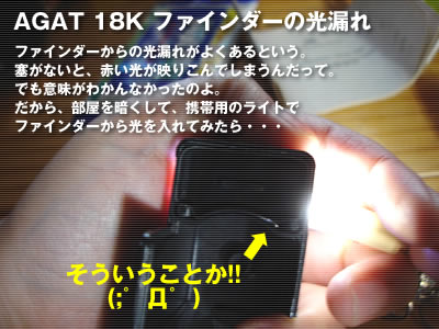 AGAT 18Kのファインダーからの光漏れ